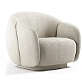 Modern Light Colored Single Sofa With Rounded Arms And Textured Fabric Design 3d model