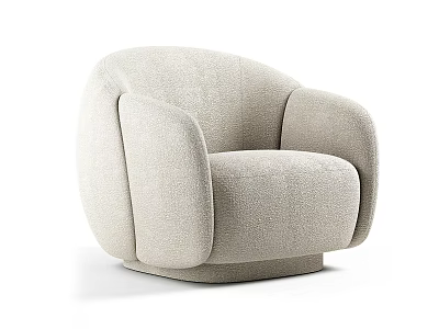 Modern Light Colored Single Sofa With Rounded Arms And Textured Fabric Design 3d model