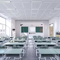 modern classroom desk platform blackboard desks and chairs 3d model