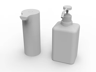 Simple White Plastic Pump Bottles For Daily Household Toiletries 3d model