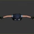 3D Female Character Model In Blue Uniform With Cap And Tactical Gear