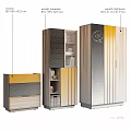 Modern Wardrobe Design With Yellow Black Wooden Finish Zigzag Pattern Cabinets Drawers