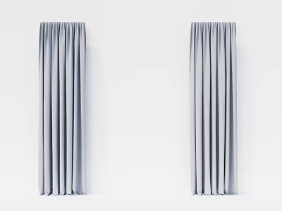 Gray Velvet Curtains With Vertical Pleats For Modern Home Window Decor 3d model