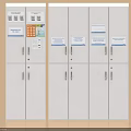 Practical White Storage Lockers With Multiple Compartments Labels And Control Panels 3d model