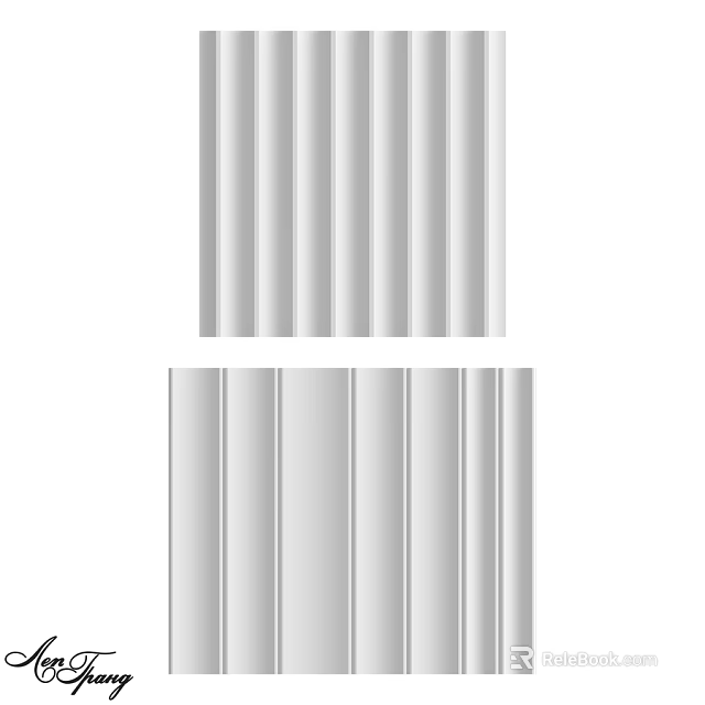 Modern Decorative Wall With Vertical Striped Panels For Home Interior Design 3d model 