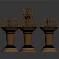 Three Antique Bronze Candelabra With Intricate Ornate Sculpted Tops And Base