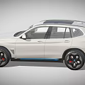 White BMW Electric SUV With Modern Design Black Wheels And Blue Accents