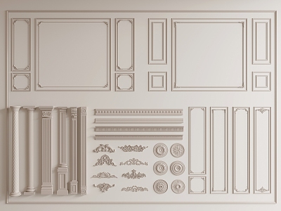 French line plaster line carved Roman column 3d model