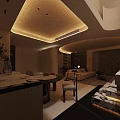 Modern Interior Staircase With Marble Steps Black And White Pattern LED Lighting Wooden Accents