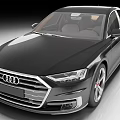 Black Audi Luxury Sedan With Sleek Front Fascia And Modern Headlights