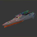 Gray Military Model Ship With Red Bottom Upper Structure And Equipment