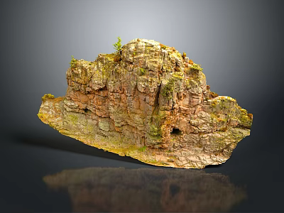 Rustic Stone Wood Natural Decor With Mossy Texture And Rock Formation Details 3d model