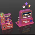 Pink Metaverse Blind Box Vending Machines With Stars And Candy Containers