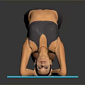 Woman Practicing Yoga Bridge Pose On Blue Mat For Fitness Exercise