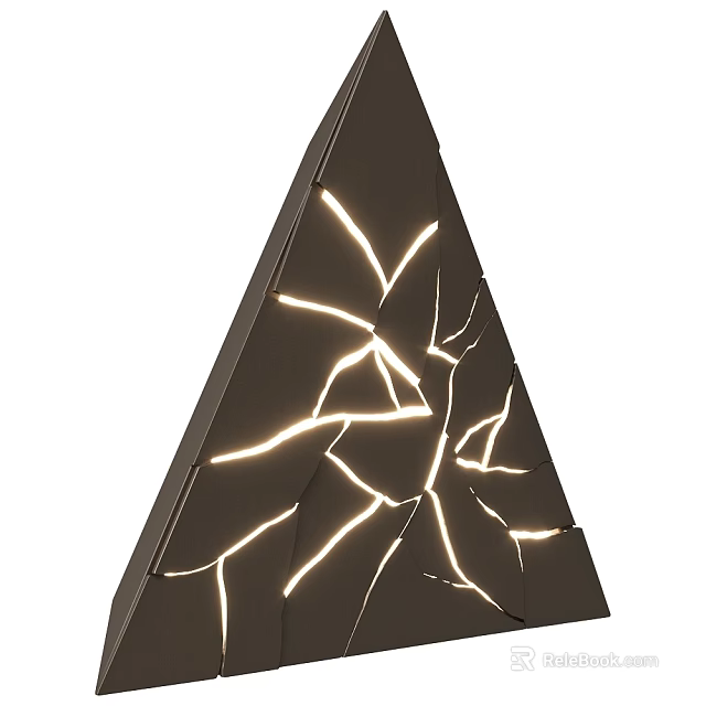 Modern Triangular Wall Lamp With Cracked Design And Light Through Cracks 3d model