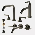 Modern Bathroom Faucet Components Featuring Metal Design And Handle Variations 3d model