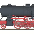 Vintage Black Red Steam Train Locomotive With Carriages And Wheels