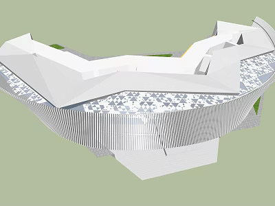 Modern Architectural Building With Unique Geometric Shape White Exterior And Green Spaces 3d model