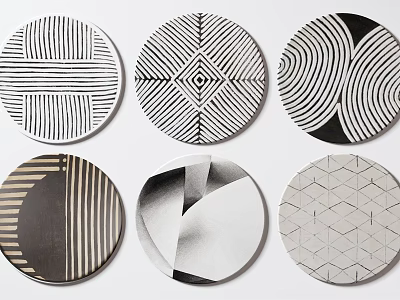 Round Rugs with Black and White Geometric Patterns Various Designs 3d model