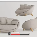 Nordic Single Sofa Fabric Single Sofa 3d model
