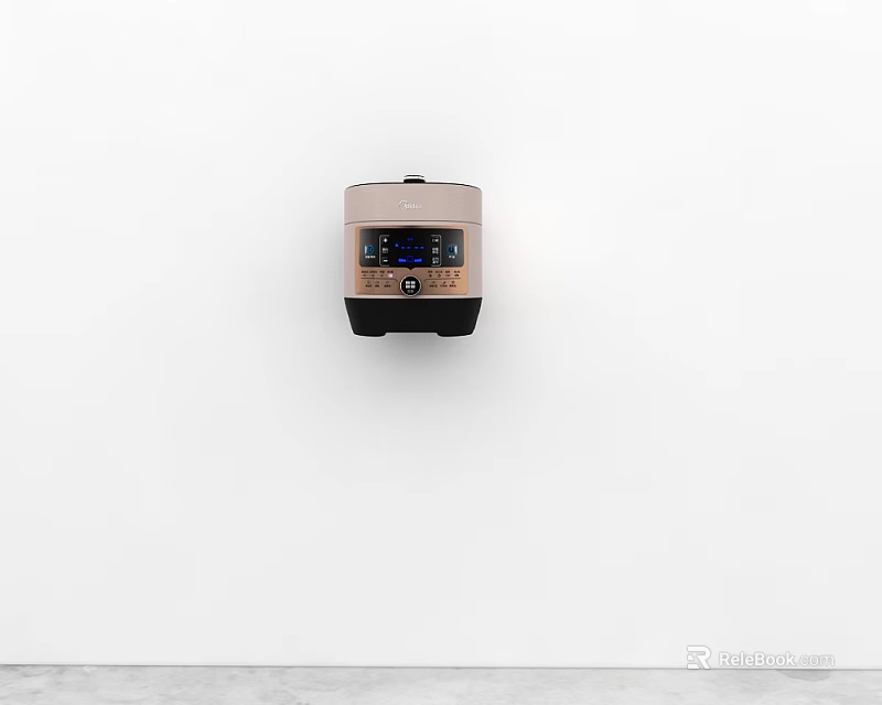 Modern Gold And Black Rice Cooker With Digital Display On White Background 3d model 