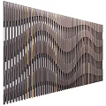 Elegant Modern Wavy Wooden Slat Background Wall With Metal Accent Strips