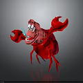 Cartoon Red Crab Character With Big Claws And Happy Expression