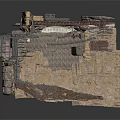 Cliffside Scene Structure With Rock Base Wooden Platforms And Metal Bridges