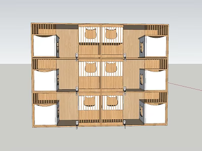 Modern Decorative Ornament Set With Wooden Furniture And Room Layout Arrangement 3d model