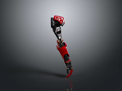 Red Black Robotic Leg Mechanical Structure With Joints And Components 3d model