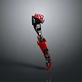 Red Black Robotic Leg Mechanical Structure With Joints And Components