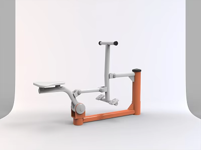 Orange And White Fitness Equipment With Seat And Handle For Strength Training 3d model