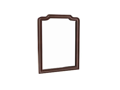 Elegant Dark Brown Wooden Framed Rectangular Mirror With Decorative Design 3d model