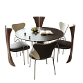 Middle Ancient Style Dining Table and Chair Combination Dining Chair Round Dining Table 3d model