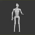 Futuristic Humanoid Robot Character With Green Suit Silver Helmet And Circular Chest Device