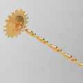 Golden Ornament Decor Set Featuring Gear Shaped Head Long Decorative Rod And Intricate Patterns