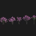 Elegant Garden Landscape Featuring Multiple Arranged Decorative Purple Flowering Trees
