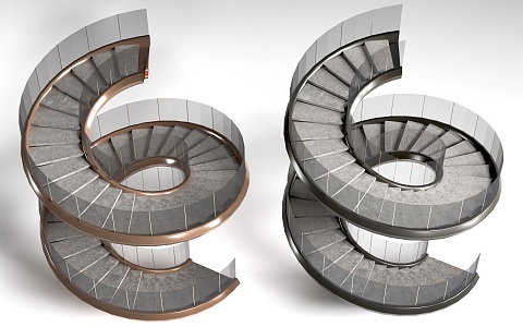 modern revolving stair indoor stair handrail stair 3d model