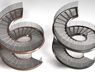 modern revolving stair indoor stair handrail stair 3d model