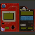 Red Vintage Handheld Game Console With Green Screen And Control Buttons 3d model