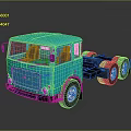 Vintage Turquoise Truck Chassis With Classic Front Design And Shiny Reflections