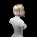 Game Movie Female Character 3D Upper Body Model With Blonde Short Hair And Black Background
