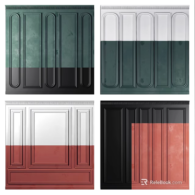 Decorative Wall Wainscoting Panels With Various Colors And Modern Classic Designs 3d model