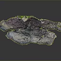 Colorful Rock Model With Green Plants And Textured Surface Miniature Landscape