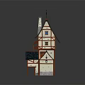 Traditional Style 3D House Model With Green Roof Chimney Weather Vane And Archway Entrance