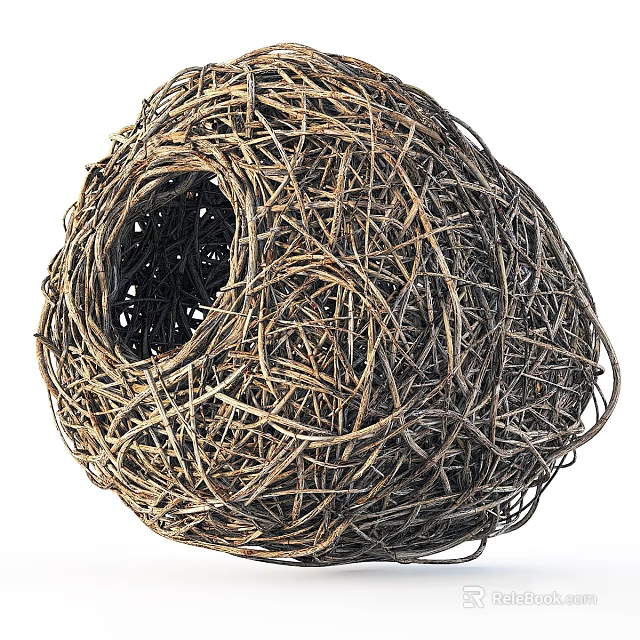Natural Woven Rattan Bird Nest Shaped Wall Decor Design for Home Interior Decoration 3d model 