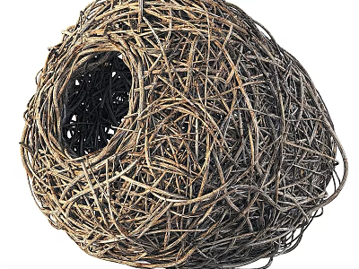 Natural Woven Rattan Bird Nest Shaped Wall Decor Design for Home Interior Decoration 3d model