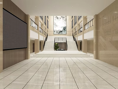 Modern Hall Hotel Lobby 3d model