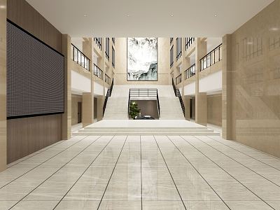 Modern Hall Hotel Lobby 3d model