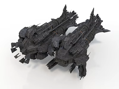 Two Detailed Futuristic Cosmic Spacecraft With Sci Fi Structure And Design 3d model
